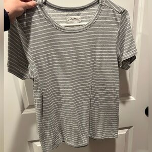 Casual CottonGray Stripe Women’s Tee by CJLA